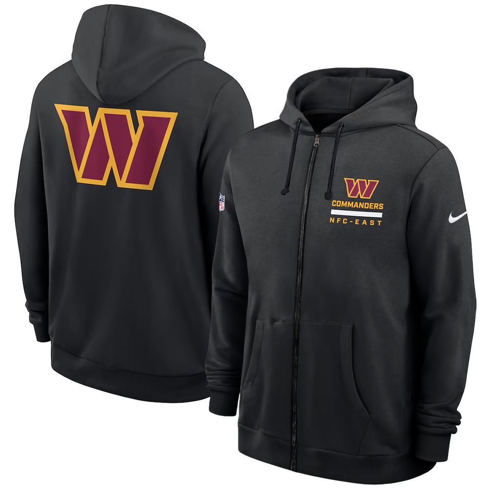 Men 2026 NFL Washington Commanders zip-up hoodie black 01->washington commanders->NFL Jersey